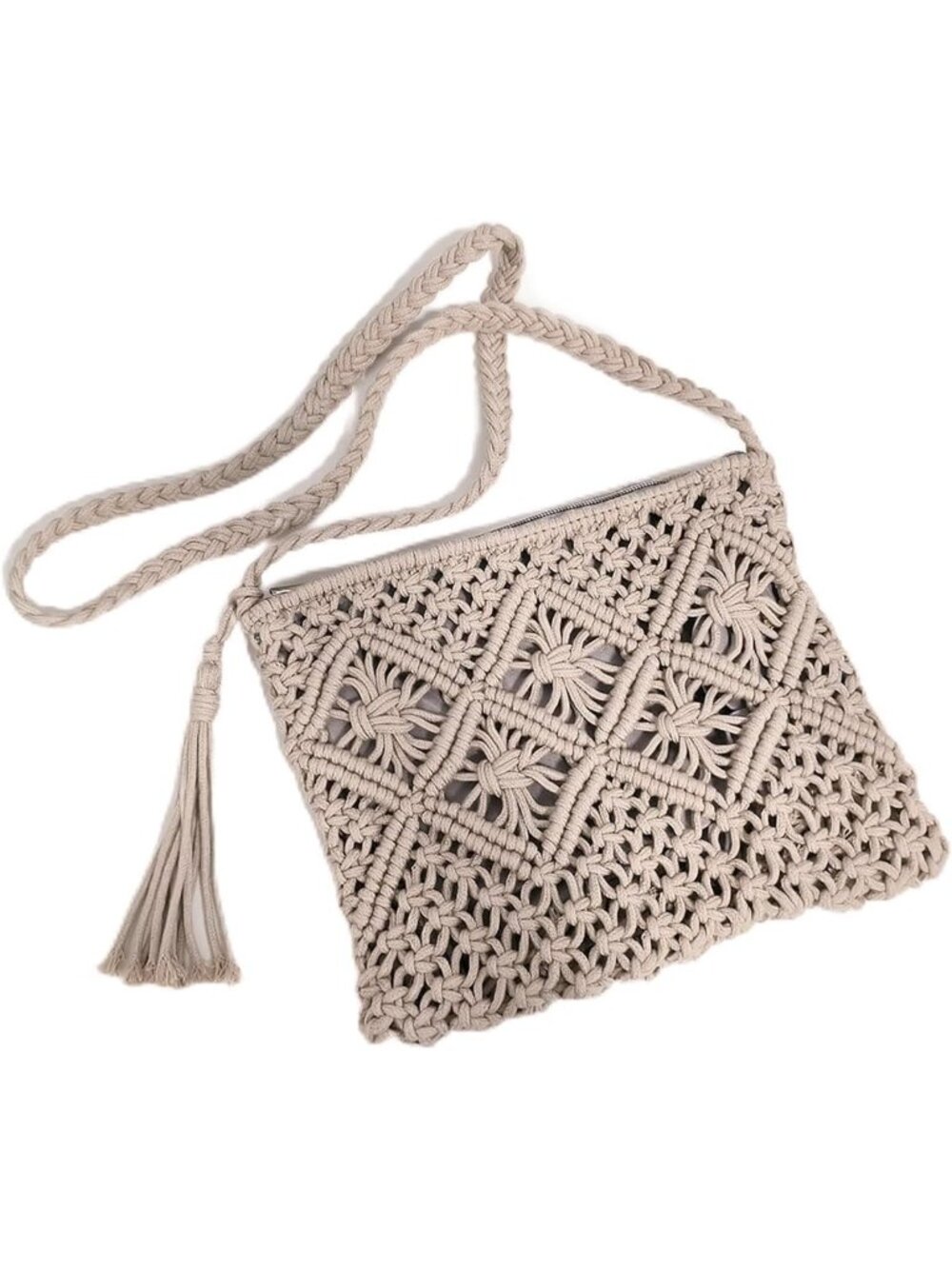 Handmade Crochet Crossbody Bag for Women | Boho Cotton Shoulder Purse